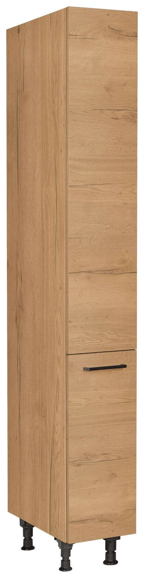 APOTHEKERSCHRANK 30/216,6/58 cm  in Eichefarben  - Eichefarben/Schwarz, MODERN, Holzwerkstoff/Metall (30/216,6/58cm) - Nobilia