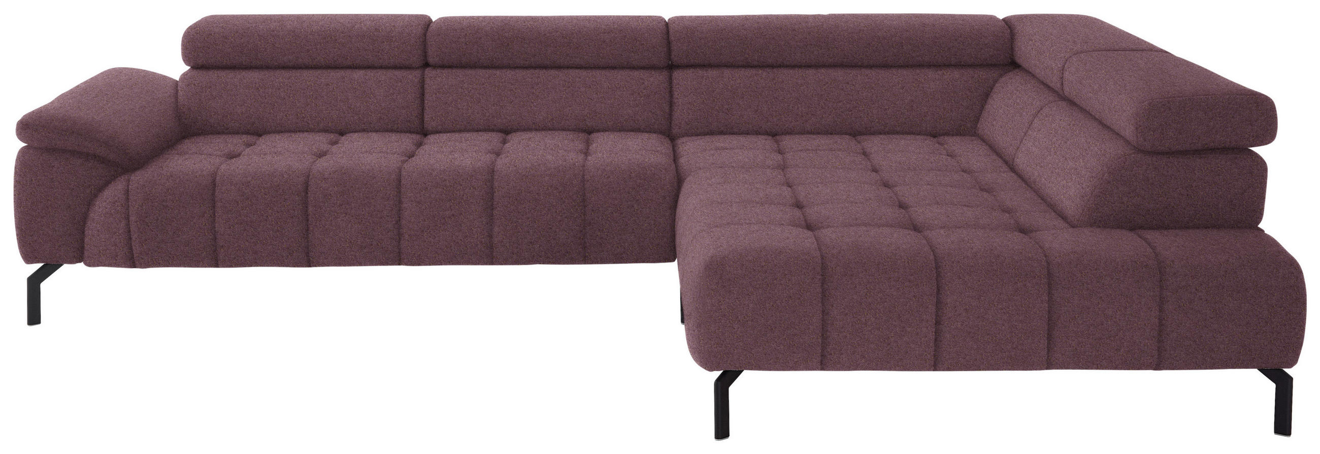 ECKSOFA in Chenille Beere  - Beere/Schwarz, Design, Textil/Metall (323/222cm) - Beldomo Style