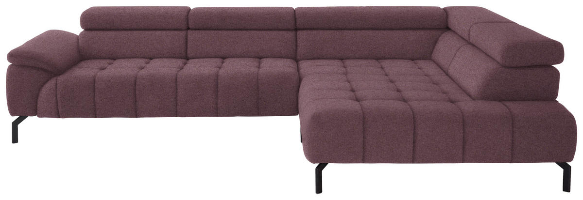 ECKSOFA in Chenille Beere  - Beere/Schwarz, Design, Textil/Metall (323/222cm) - Beldomo Style