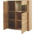 HIGHBOARD Eiche massiv geölt Eichefarben - Edelstahlfarben/Eichefarben, KONVENTIONELL, Glas/Holz (107/131/38cm) - Novel