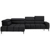 ECKSOFA Dunkelgrau Samt, Webstoff  - Dunkelgrau/Schwarz, Design, Textil/Metall (216/300cm) - Welnova