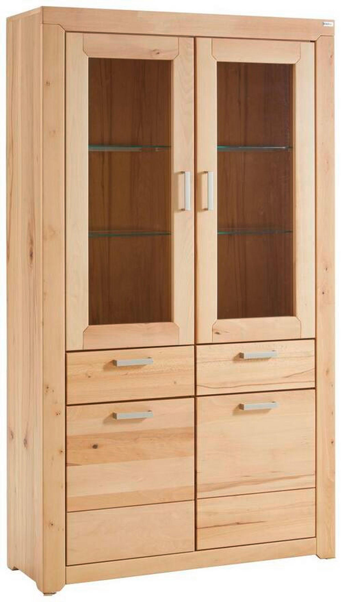 VITRINE in teilmassiv Wildkernbuche Buchefarben  - Buchefarben/Silberfarben, Natur, Glas/Holz (112/195/40cm) - Cantus