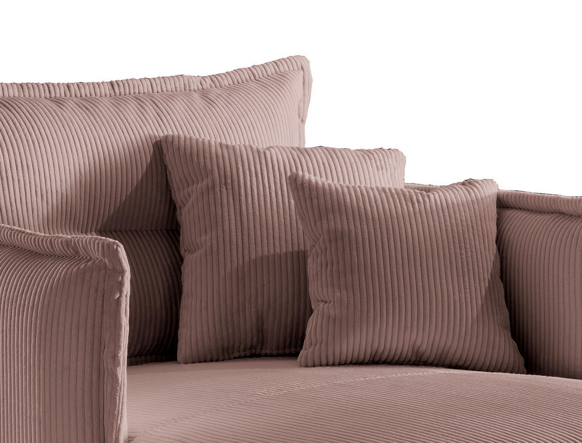 XXL-SESSEL Cord Rosa  - Schwarz/Rosa, Modern, Textil/Metall (111/101/167cm) - Livetastic