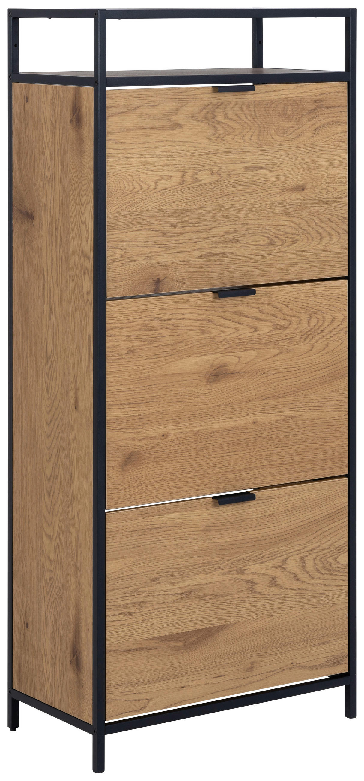 SCHUHSCHRANK Schwarz, Wildeiche  - Wildeiche/Eichefarben, Design, Papier/Holzwerkstoff (56/129/30cm) - Livetastic