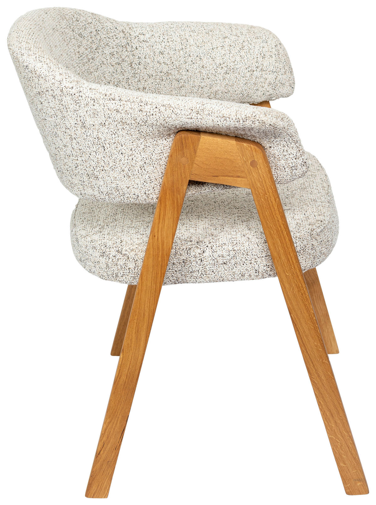 ARMLEHNSTUHL   Bouclé  Sandfarben  - Sandfarben/Eichefarben, KONVENTIONELL, Holz/Textil (63,5/82/58cm) - Linea Natura