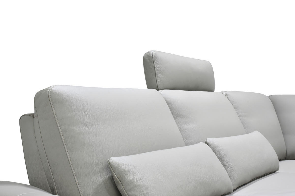 ECKSOFA Taupe Echtleder Zierkissen, Rücken echt, Kopfteilverstellung, Sitztiefenverstellung, Kopfstütze  - Taupe/Schwarz, Design, Leder/Metall (276/225cm) - Celina Home
