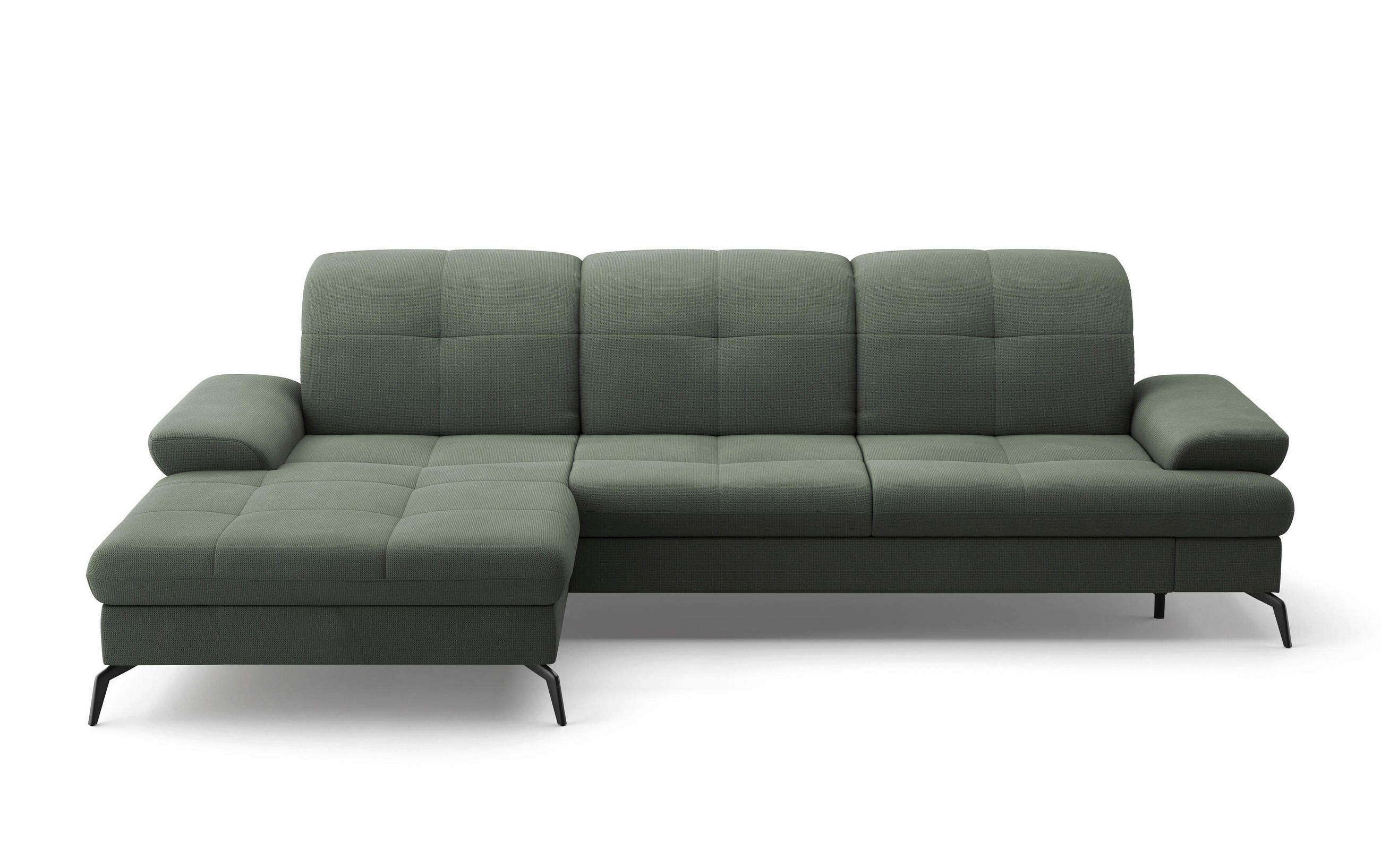 ECKSOFA in Flachgewebe Grün  - Schwarz/Grün, Konventionell, Textil/Metall (185/279cm) - Sit & More