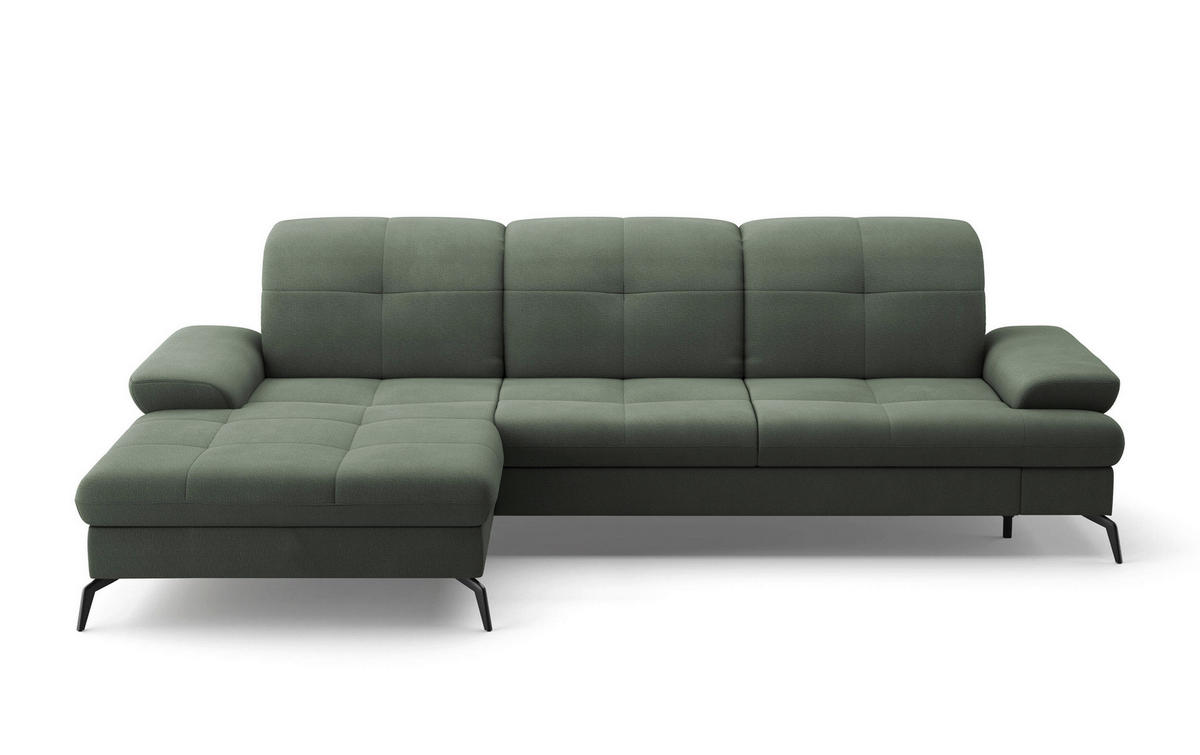 ECKSOFA in Flachgewebe Grün  - Schwarz/Grün, Konventionell, Textil/Metall (185/279cm) - Sit & More
