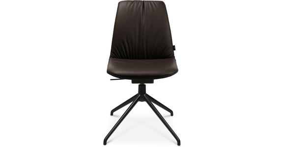 STUHL in Aluminium Echtleder pigmentiert Metall, Leder - Dunkelbraun/Schwarz, Design, Leder/Metall (46/81,5-84,5/55cm) - Johann Jakob
