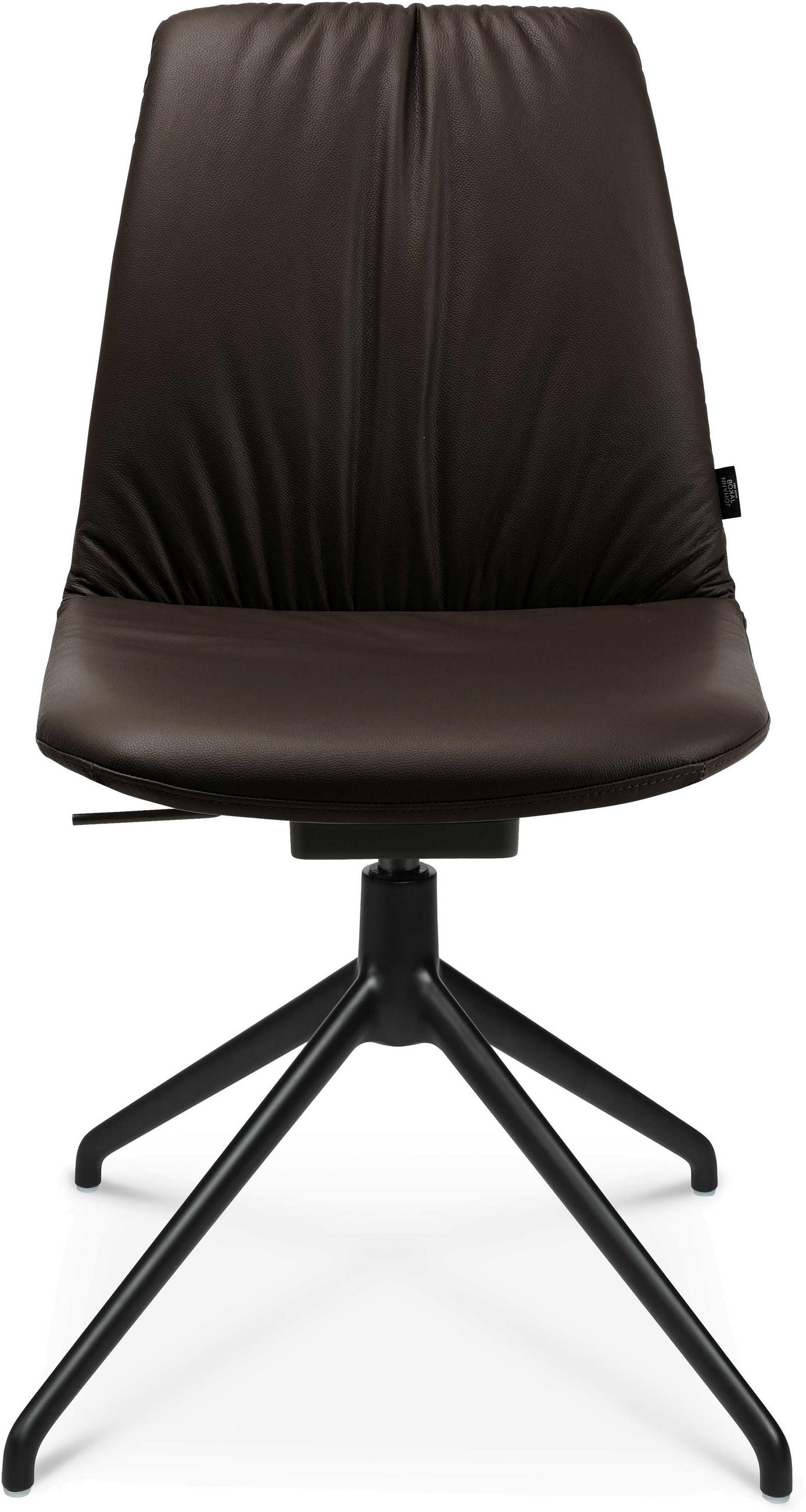STUHL Echtleder Schwarz, Dunkelbraun  - Dunkelbraun/Schwarz, Design, Leder/Metall (46/81,5-84,5/55cm) - Johann Jakob