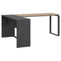SCHREIBTISCHKOMBINATION Grau, Eichefarben  - Eichefarben/Grau, MODERN, Holzwerkstoff (160/100/75,6cm) - MID.YOU