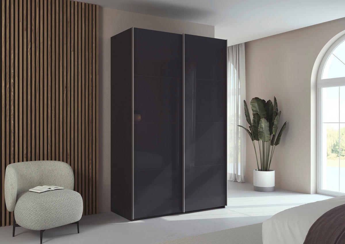 SCHWEBETÜRENSCHRANK 137/223/68 cm 2-türig Schwarz, Weiß  - Alufarben/Schwarz, Design, Glas/Holzwerkstoff (137/223/68cm) - Xora