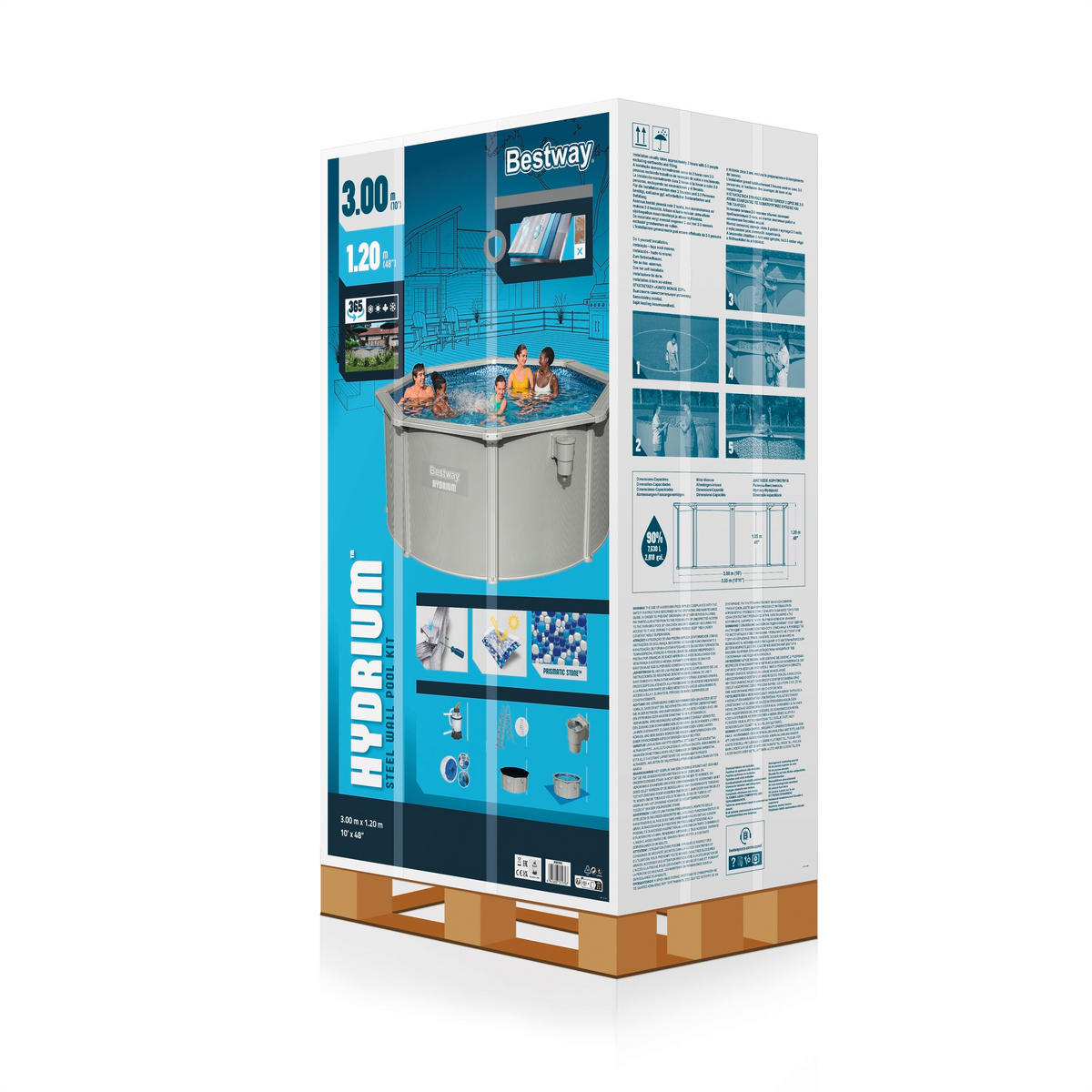 POOLSET 56566 305/122 cm  - Blau/Grau, KONVENTIONELL, Kunststoff/Metall (305/122cm) - Bestway