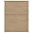 KOMMODE , 75/99/35 cm, 4 Schublade(n)  - Eichefarben/Silberfarben, Trend, Holzwerkstoff/Kunststoff (75/99/35cm) - Carryhome