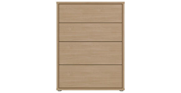 KOMMODE , 75/99/35 cm, 4 Schublade(n)  - Eichefarben/Silberfarben, Trend, Holzwerkstoff/Kunststoff (75/99/35cm) - Carryhome