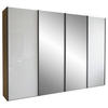 SCHWEBETÜRENSCHRANK 300/217/67 cm 4-türig Weiß, Eiche Bianco  - Schieferfarben/Eiche Bianco, KONVENTIONELL, Glas/Holzwerkstoff (300/217/67cm) - Dieter Knoll