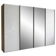 SCHWEBETÜRENSCHRANK  in Weiß, Eiche Bianco  - Schieferfarben/Eiche Bianco, KONVENTIONELL, Glas/Holzwerkstoff (300/236/67cm) - Dieter Knoll