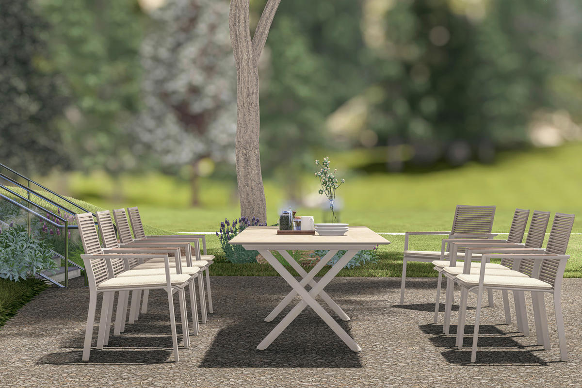 GARTENTISCH 240-300/100/74 cm Metall, Keramik rechteckig  - Sandfarben/Mokka, Basics, Keramik/Metall (240-300/100/74cm) - Zebra 