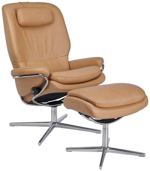 RELAXSESSELSET in Leder Hellbraun  - Chromfarben/Hellbraun, Design, Leder/Metall (82/111/81cm) - Stressless