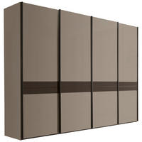 SCHWEBETÜRENSCHRANK 330/236/67 cm,  in Schieferfarben, Graubraun, 4 Tür(en)  - Schieferfarben/Graubraun, KONVENTIONELL, Glas/Holzwerkstoff (330/236/67cm) - Novel