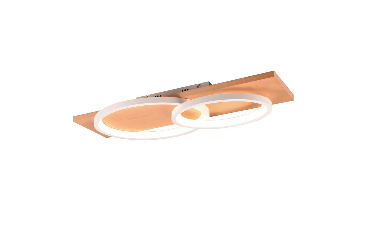 STROPNÉ LED SVIETIDLO, 75/10/33 cm - hnedá/biela, Basics, kov/drevo (75/10/33cm) - Trio Leuchten