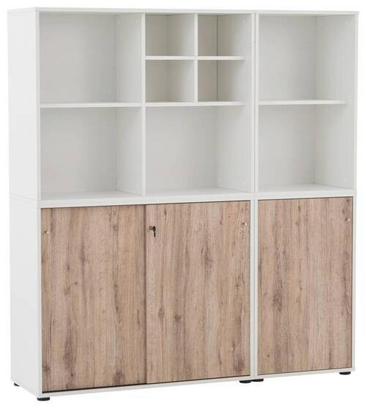 AKTENSCHRANK Weiß  - Wildeiche/Weiß, MODERN, Holzwerkstoff (165,2/151/41cm) - MID.YOU
