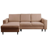 ECKSOFA in Struktur Braun  - Schwarz/Braun, Modern, Holz/Kunststoff (145/230cm) - MID.YOU
