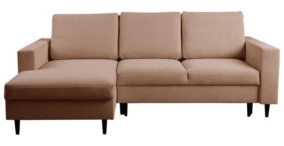 ECKSOFA  in Struktur Braun  - Schwarz/Braun, MODERN, Holz/Kunststoff (145/230cm) - Carryhome