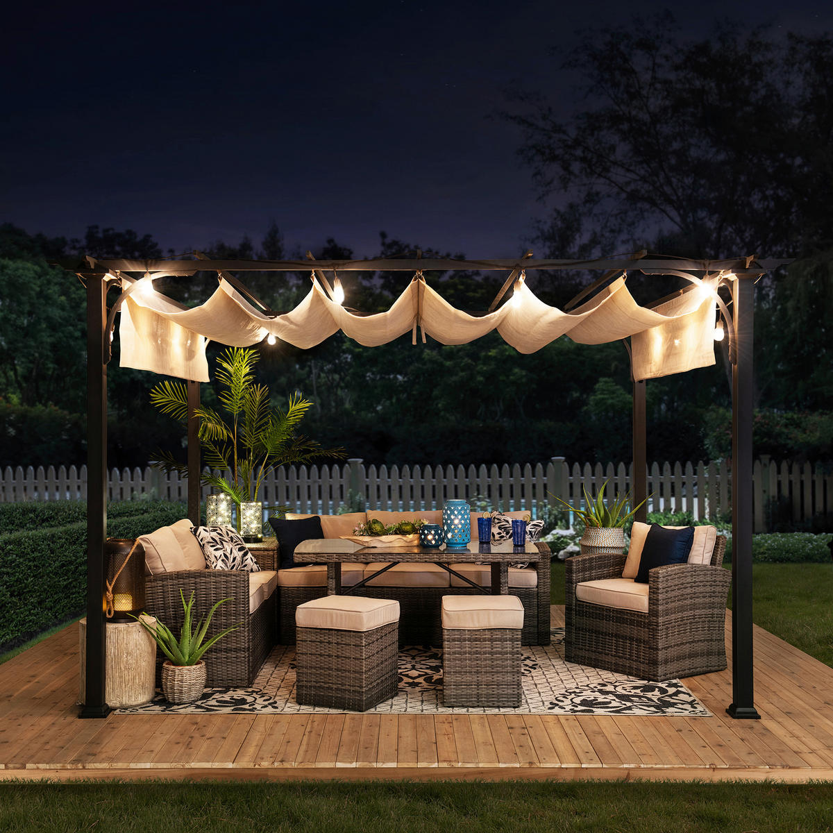 PAVILLON 363/225/277 cm Stahl  - Beige/Schwarz, Basics, Kunststoff/Metall (363/225/277cm) - Modante