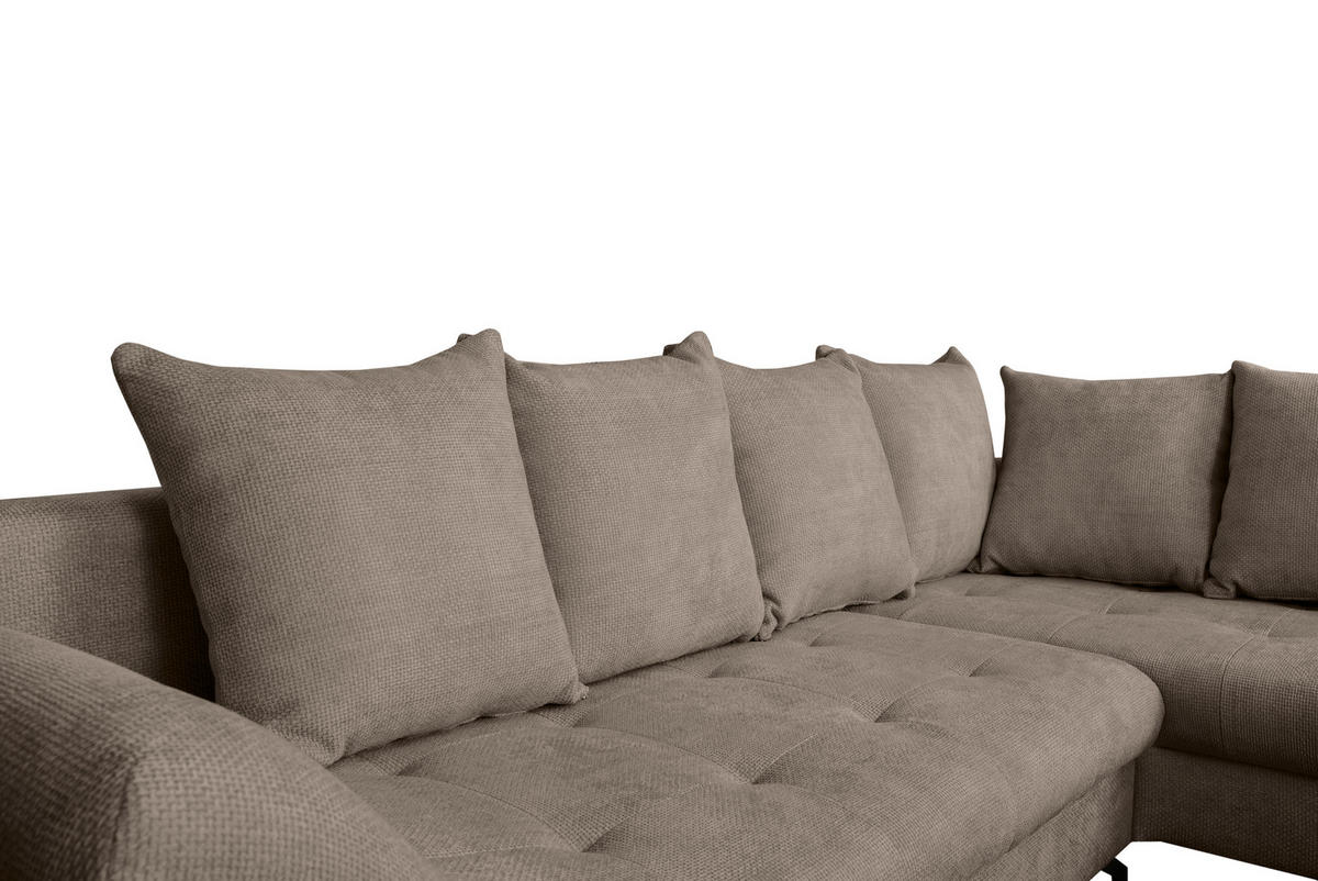 ECKSOFA Braun Struktur  - Schwarz/Braun, KONVENTIONELL, Textil/Metall (274/194cm) - Carryhome