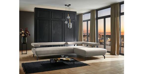ECKSOFA in Chenille Greige 305/224 cm - Greige/Schwarz, Design, Textil/Metall (305/224cm) - Dieter Knoll