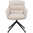 ARMLEHNSTUHL  Sitzfläche 360° drehbar, inklusive Armlehnen, automatische Rückholfunktion  Echtleder  - Beige, Design, Leder/Metall (62/85,5/65cm) - Dieter Knoll