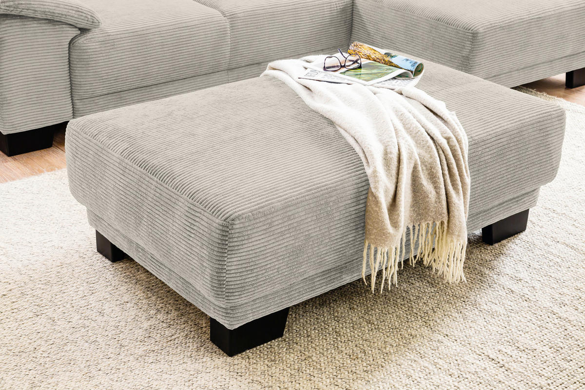 ECKSOFA in Cord Naturfarben  - Schwarz/Naturfarben, Design, Holz/Textil (270/174cm) - Pure Home Lifestyle