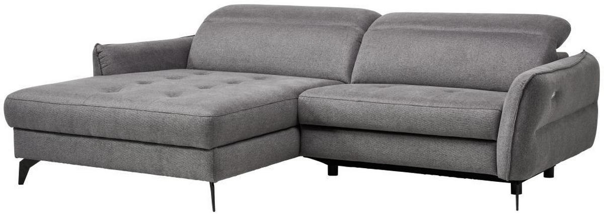Ecksofa inkl. Funktionen MANTA Anthrazit Flachgewebe  - Anthrazit/Schwarz, Design, Textil/Metall (175/246cm) - Celina