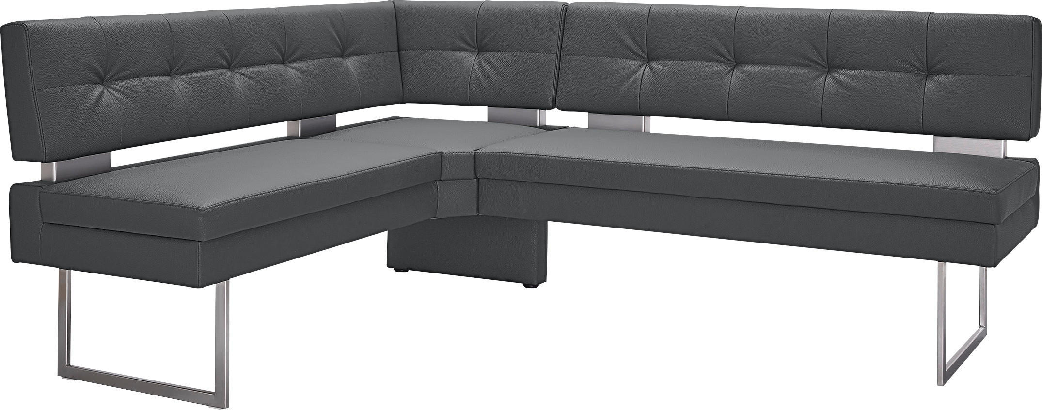 ECKBANK 158/200 cm Mikrofaser Grau, Edelstahlfarben   - Edelstahlfarben/Grau, Design, Textil/Metall (158/200cm) - Dieter Knoll