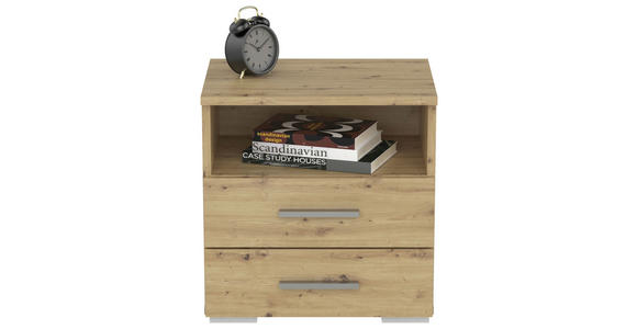 NACHTKÄSTCHEN 45/47/35 cm  in Eiche Artisan  - Alufarben/Eiche Artisan, KONVENTIONELL, Holzwerkstoff/Kunststoff (45/47/35cm) - Carryhome
