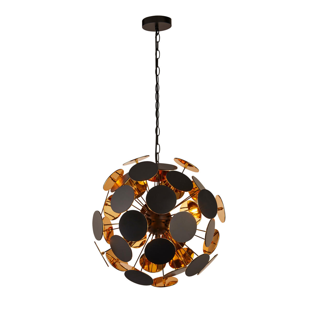 HÄNGELEUCHTE Discus 47/135 cm   - Goldfarben/Schwarz, Design, Metall (47/135cm) - Searchlight