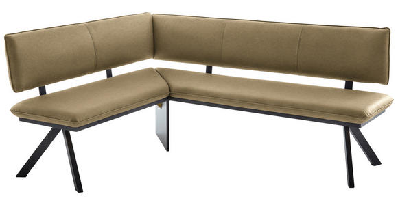 ECKBANK 140/180 cm in Schwarz, Olivgrün - Schwarz/Olivgrün, MODERN, Textil/Metall (140/180cm) - Cantus