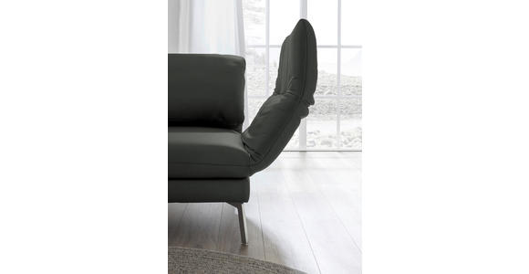 RÉCAMIERE in Echtleder Dunkelgrau - Chromfarben/Dunkelgrau, Design, Leder/Metall (209/85-109/95-16cm) - Dieter Knoll