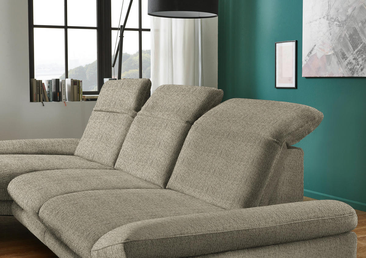 ECKSOFA in Chenille Olivgrün  - Schwarz/Olivgrün, Design, Textil/Metall (188/319cm) - Beldomo System