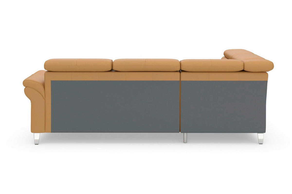 ECKSOFA 194/245 cm ARNGAST E in Echtleder Currygelb Kopfteilverstellung  194/245 cm  - Chromfarben/Currygelb, Basics, Leder/Textil (194/245cm) - Sit & More