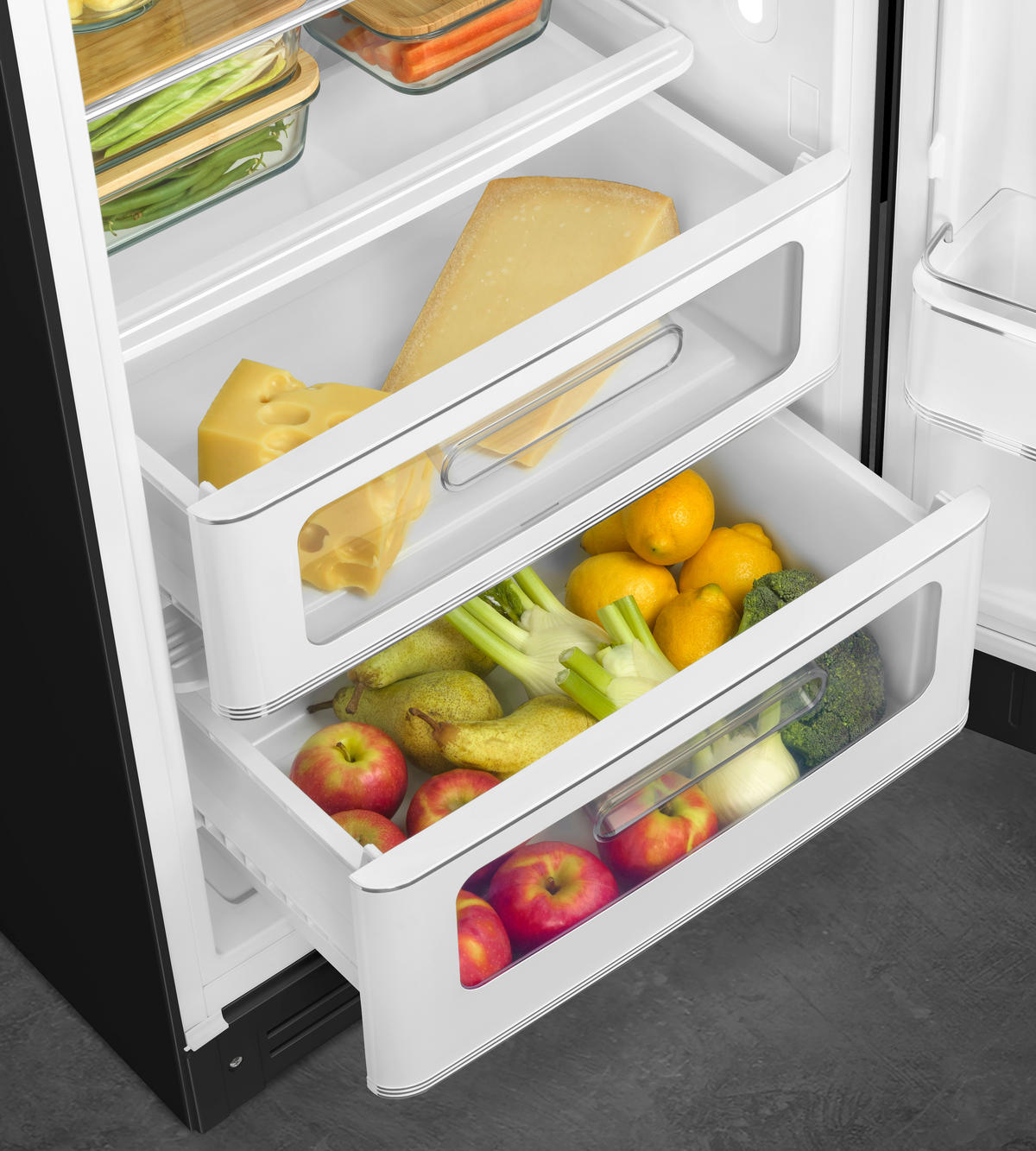 KÜHLSCHRANK 60/153/72,8 cm  - Schwarz, Basics, Glas/Metall (60/153/72,8cm) - SMEG