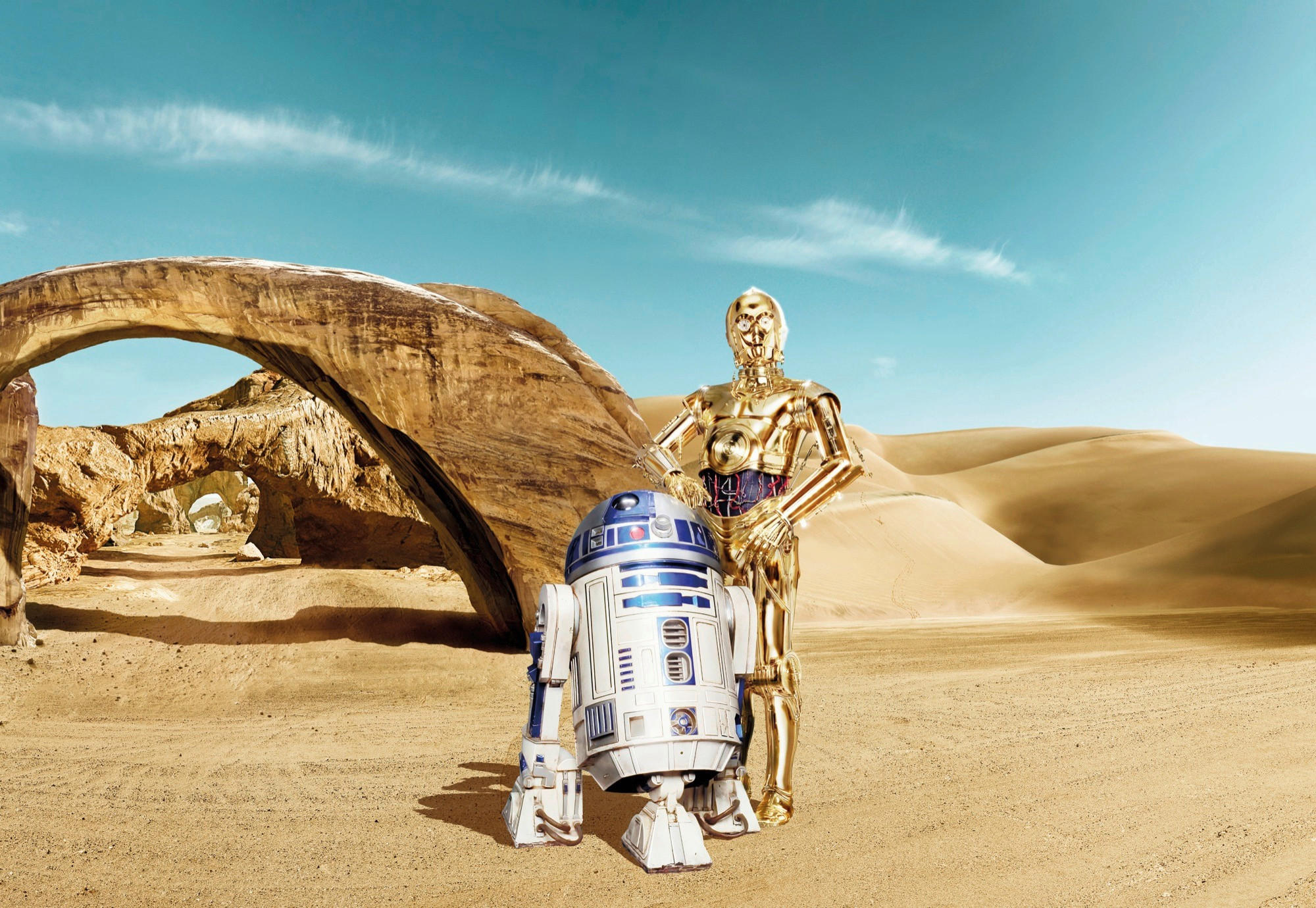 Star Wars Fototapete Star Wars Blau, Gold, Beige 368x254 cm