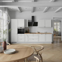 KÜCHENBLOCK Frame 360 cm  in Weiß, Eichefarben  - Edelstahlfarben/Eichefarben, MODERN, Holzwerkstoff/Metall (360cm) - Nobilia