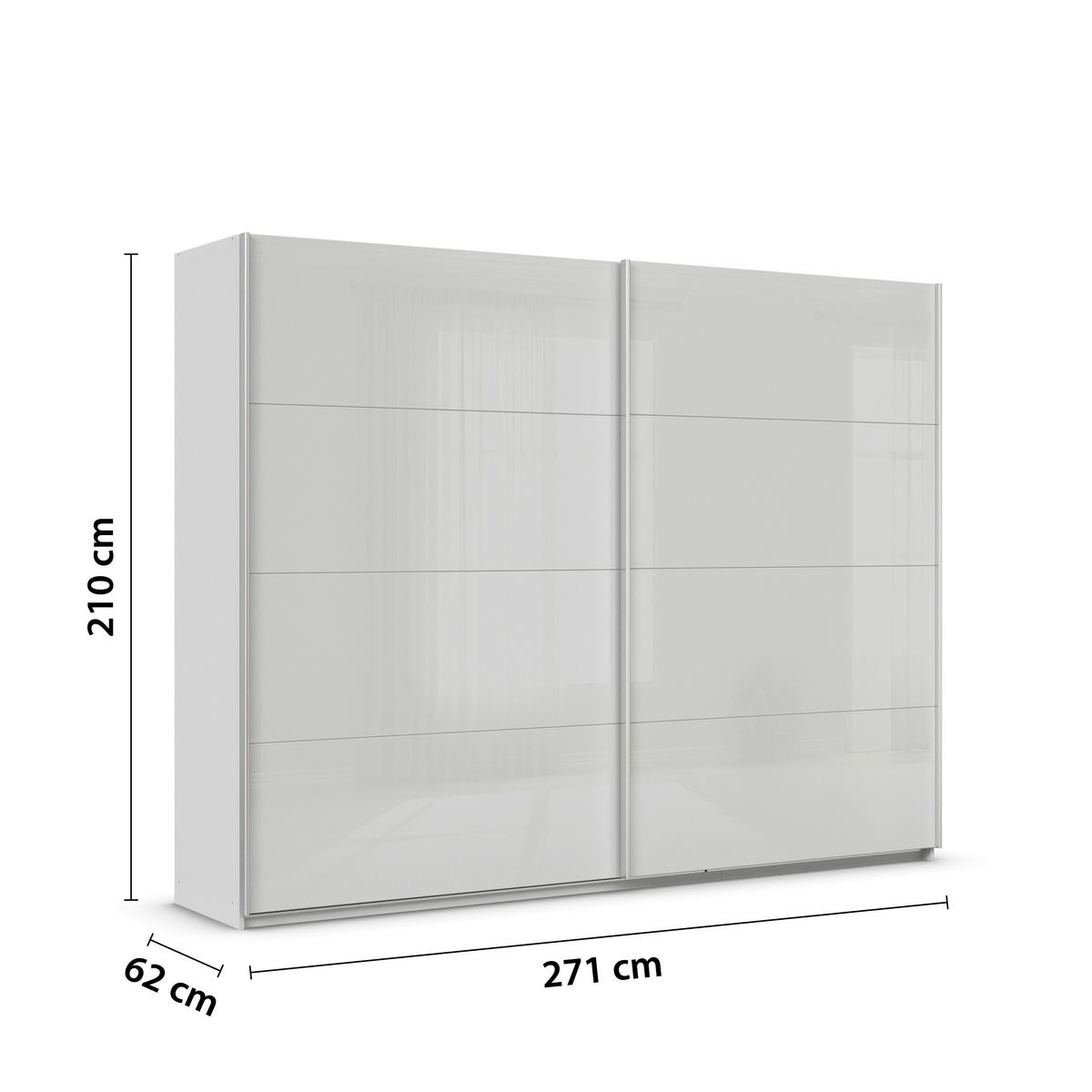 SCHWEBETÜRENSCHRANK  in Seidengrau  - Seidengrau/Alufarben, KONVENTIONELL, Glas/Holzwerkstoff (271/210/62cm) - Xora