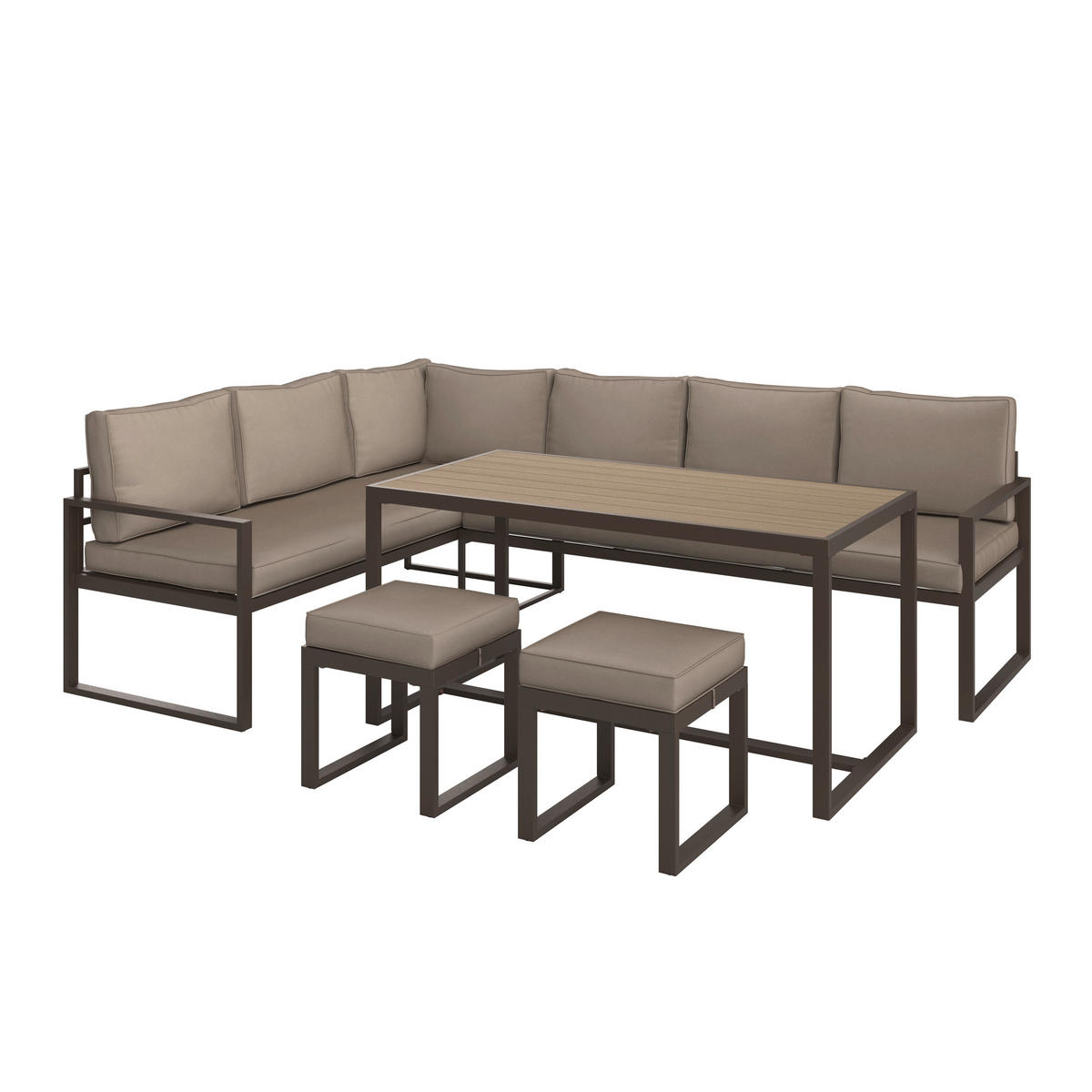 LOUNGE ÉTKEZŐGARNITÚRA  176/240,5 cm   - barna, Modern, műanyag/fém (176/240,5cm) - Ambia Garden