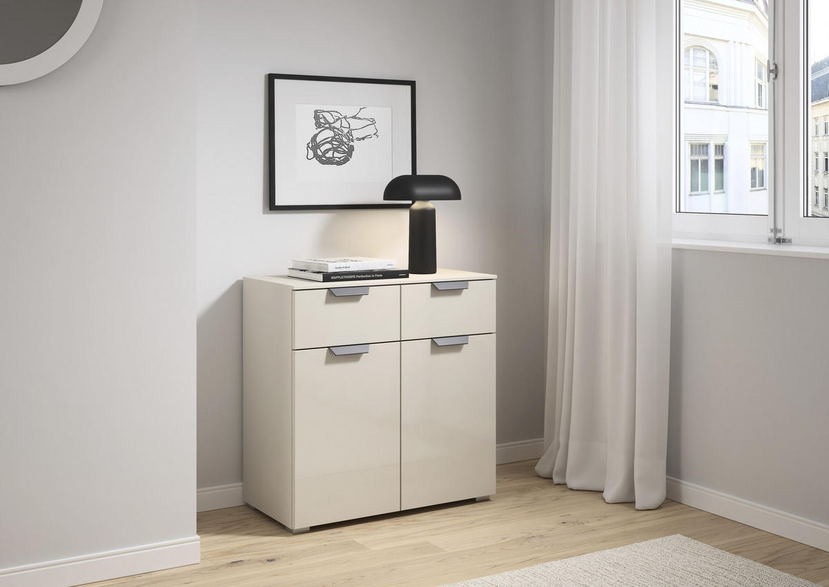 KOMMODE  in 80/81/42 cm  - Champagner/Dunkelgrau, Design, Glas/Holzwerkstoff (80/81/42cm) - Carryhome