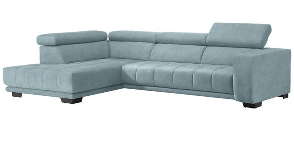 ECKSOFA in Mikrofaser Hellblau  - Schwarz/Hellblau, Design, Textil/Metall (207/301cm) - Xora