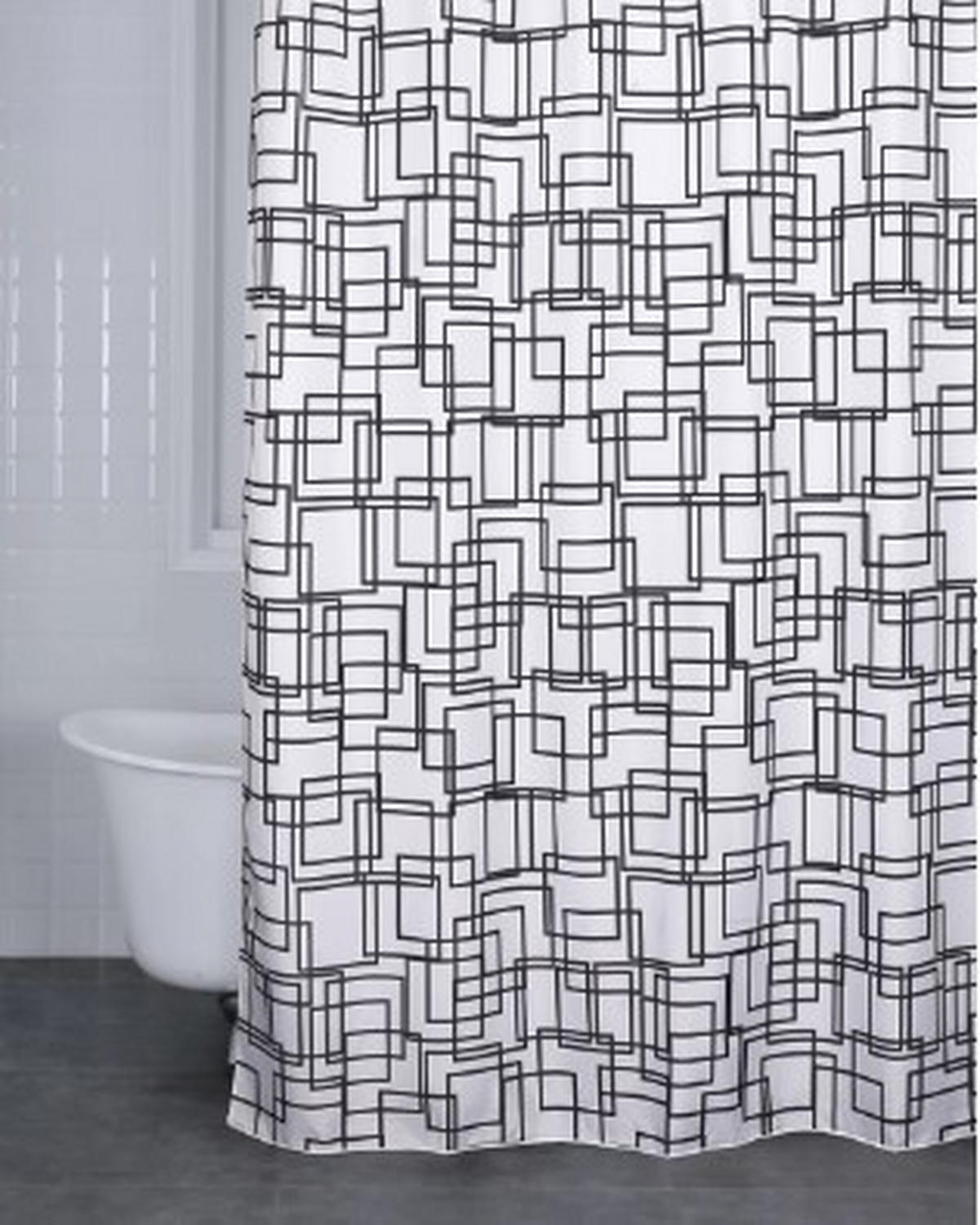 DUSCHDRAPERI 180/200 cm  - vit/svart, Design, textil (180/200cm)