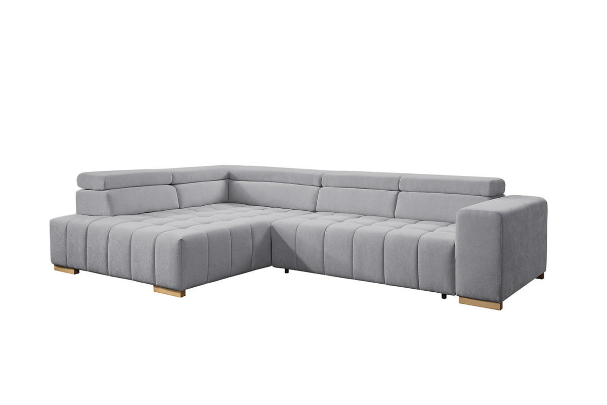 ECKSOFA in Chenille Grau  - Naturfarben/Grau, Design, Holz/Textil (201/307cm) - Livetastic